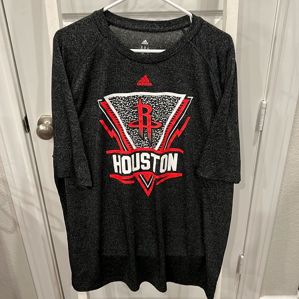 Dark Grey Men’s Size 2XL Houston Rockets Short Sleeved T-Shirt by Adidas